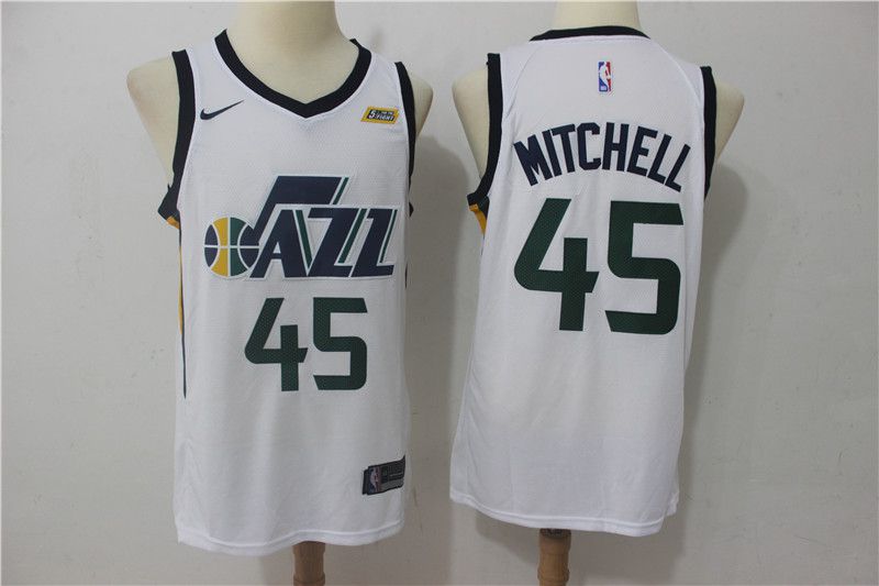Men Utah Jazz #45 Mitchell White Nike NBA Jerseys